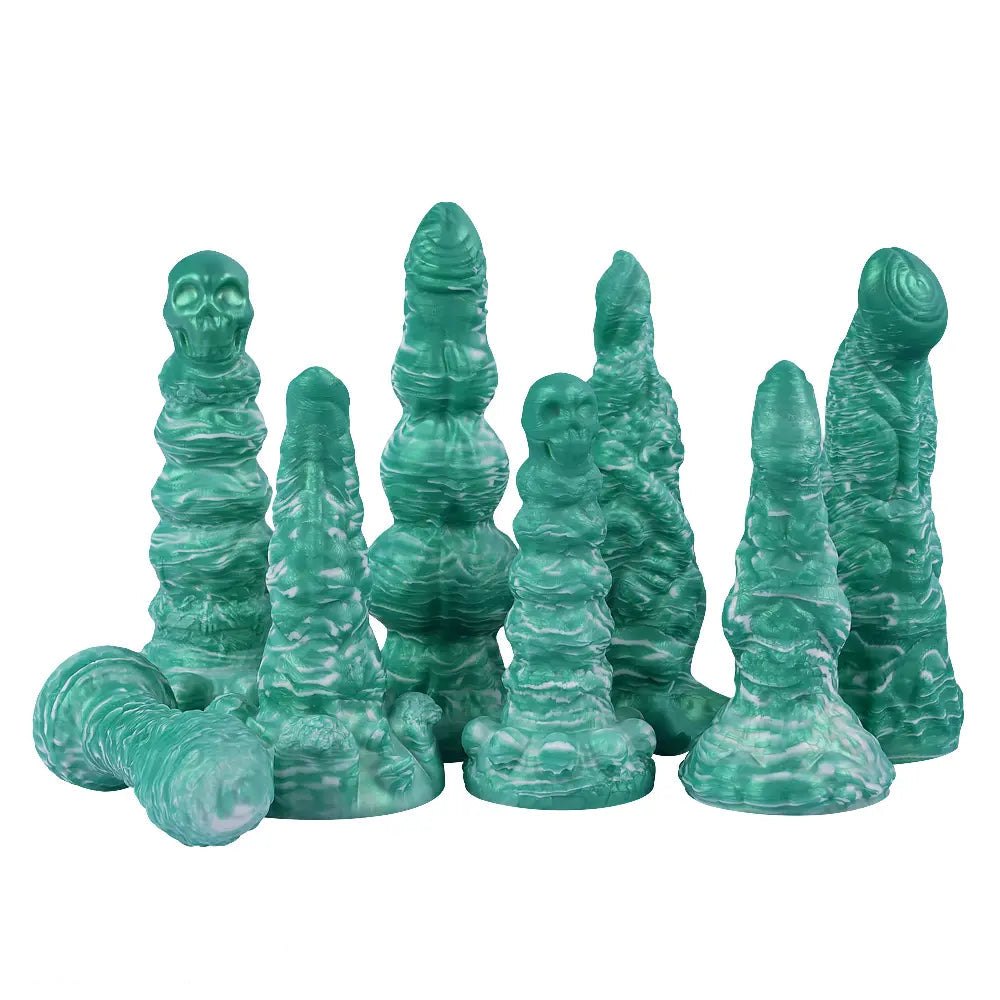Teal marbled fantasy anal plug, photo 1