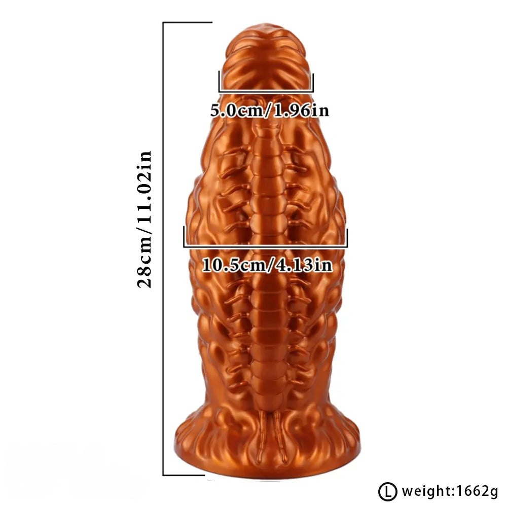 Gold carved fantasy silicone butt plug