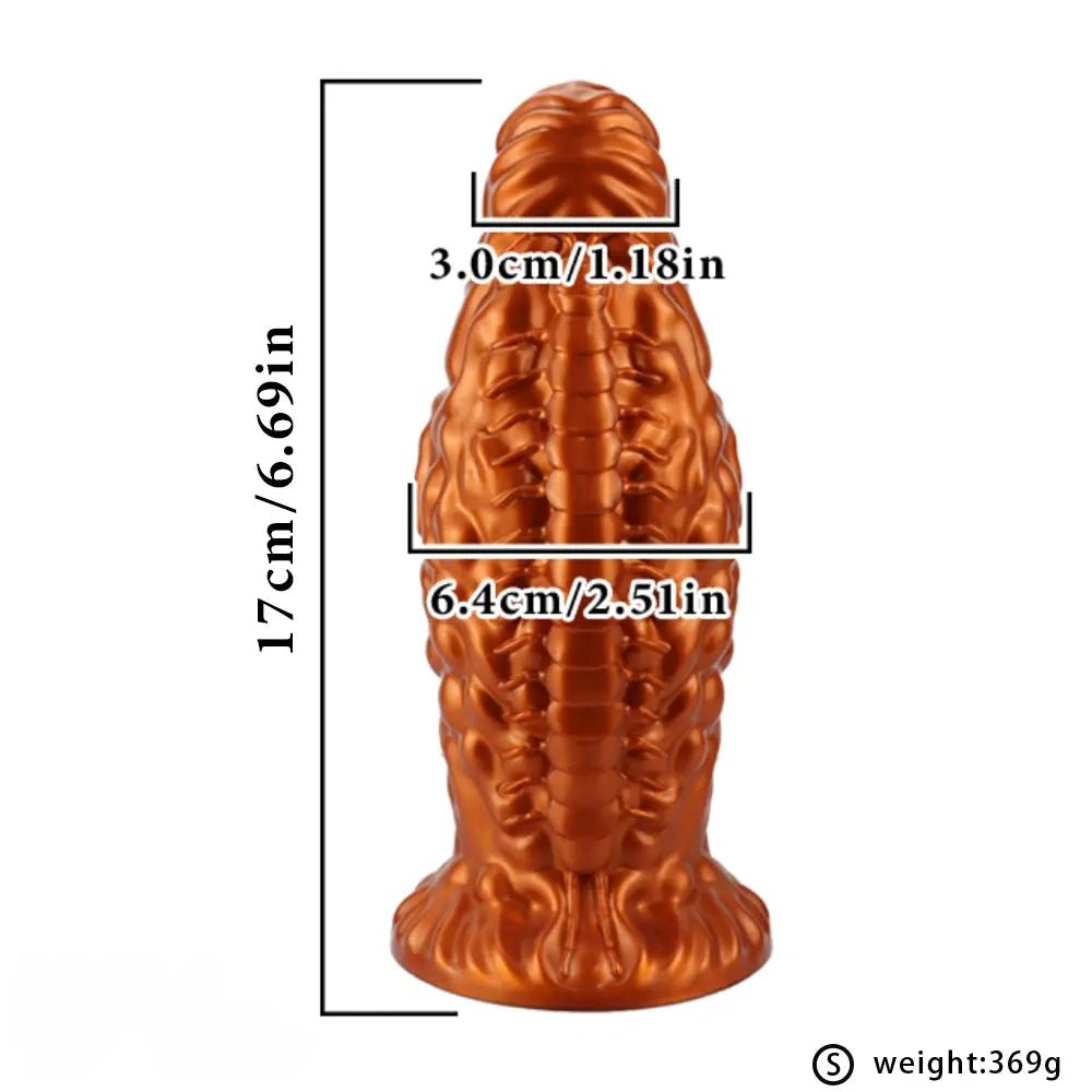 Gold carved fantasy silicone butt plug