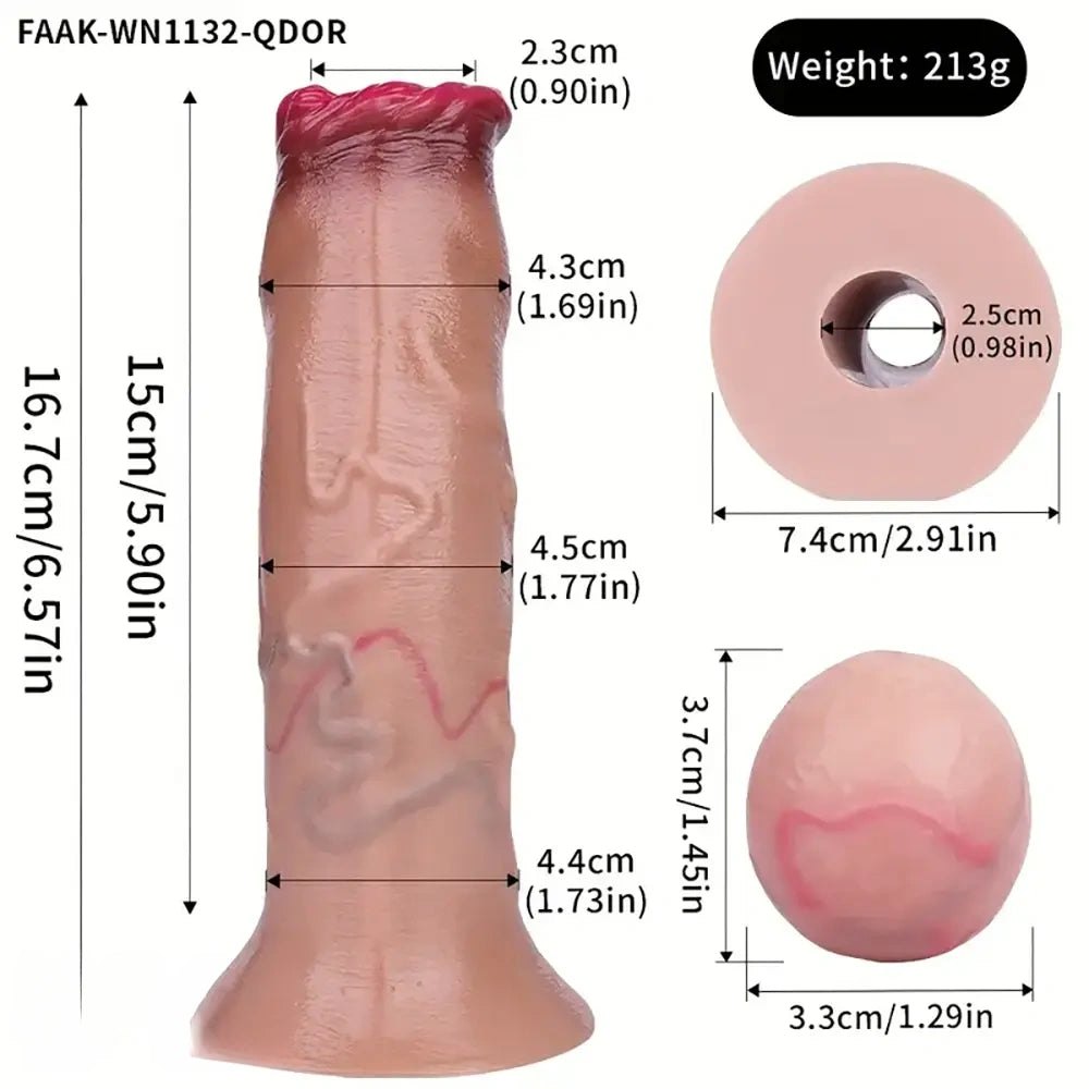 Flesh tone smooth silicone fantasy dildo, photo 10