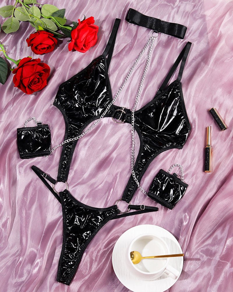 Faux leather chain cutout bodysuit, photo 6