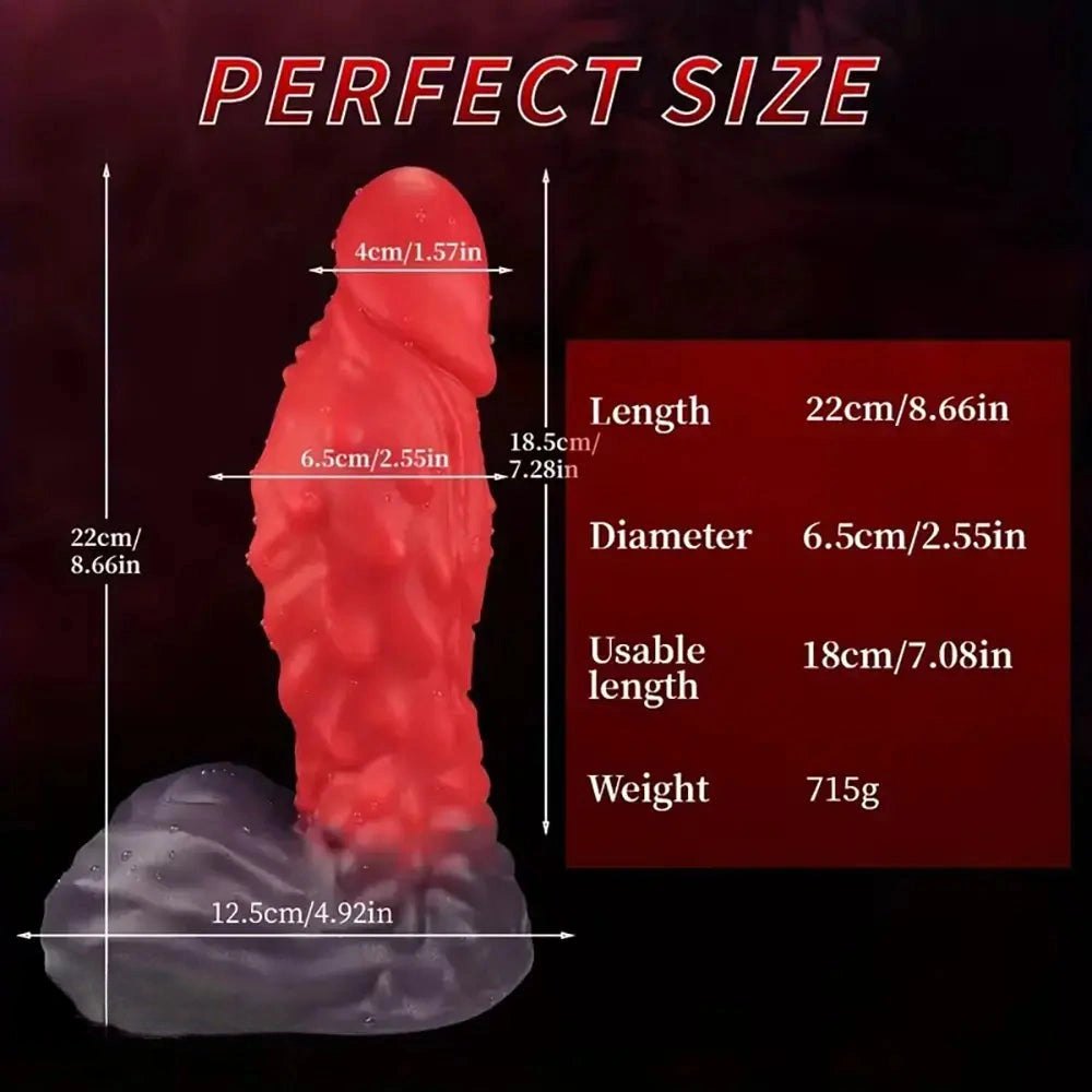 Red scaled dragon fantasy dildo with dark base, photo 4