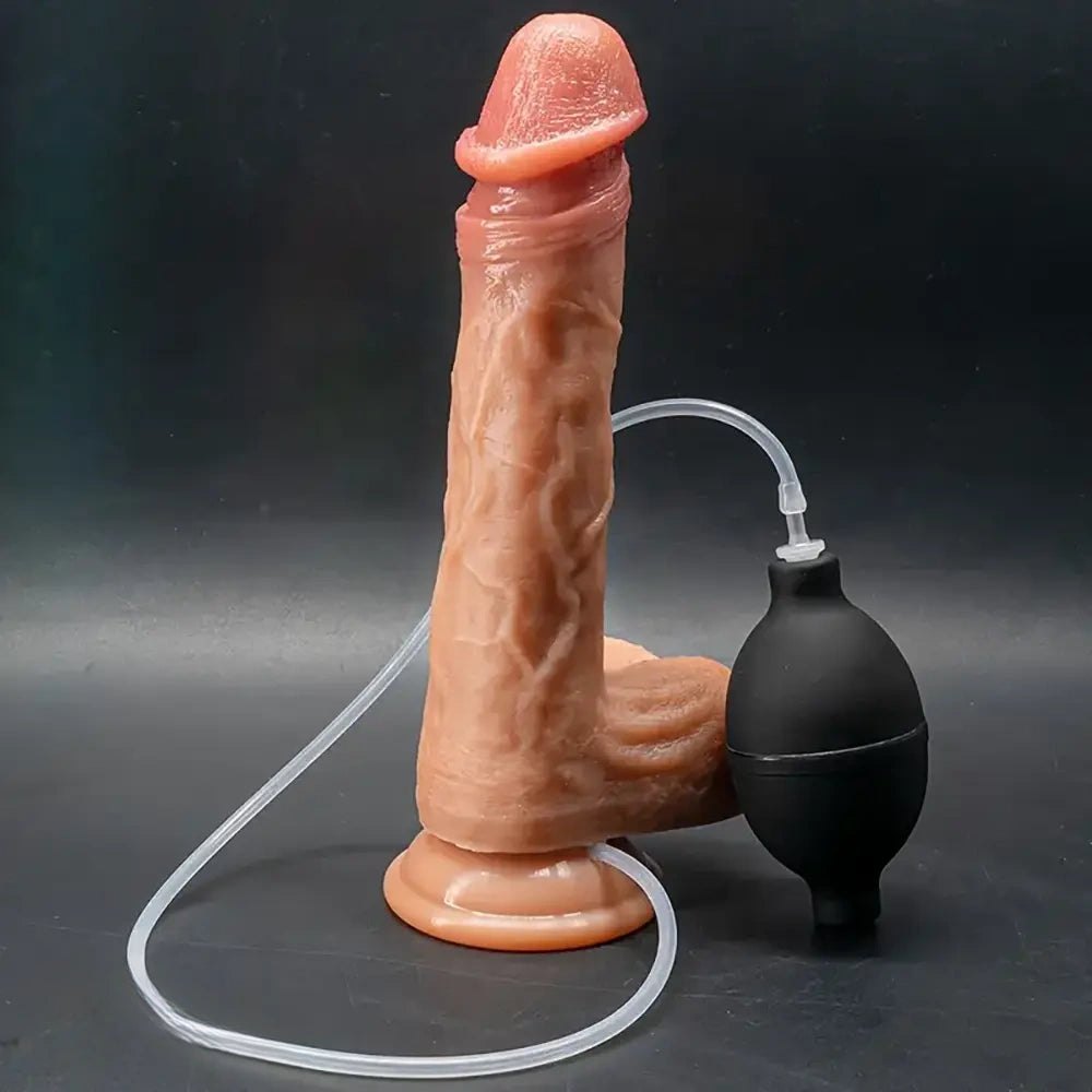 Fill-and-squirt realistic suction cup dildo with bulb, photo 7