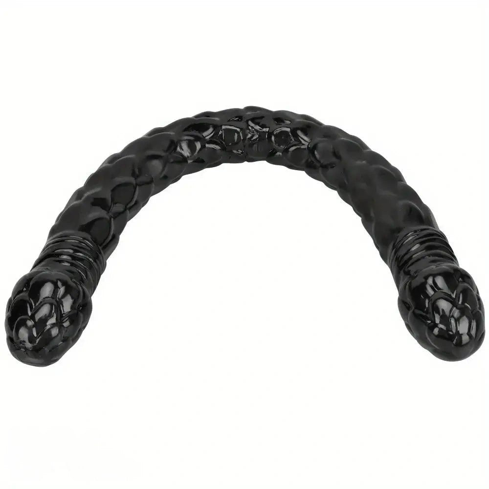 Black fish scale double ended dildo, photo 1