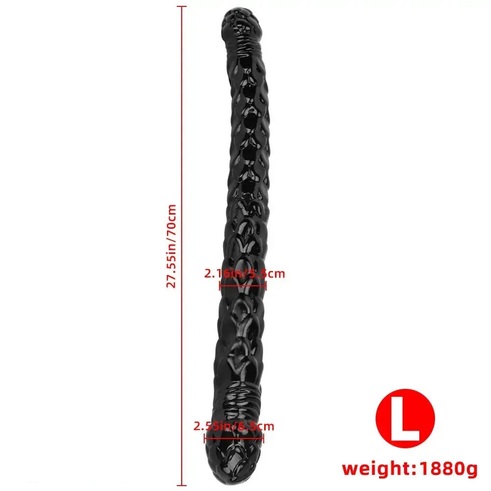 Black fish scale double ended dildo, photo 10