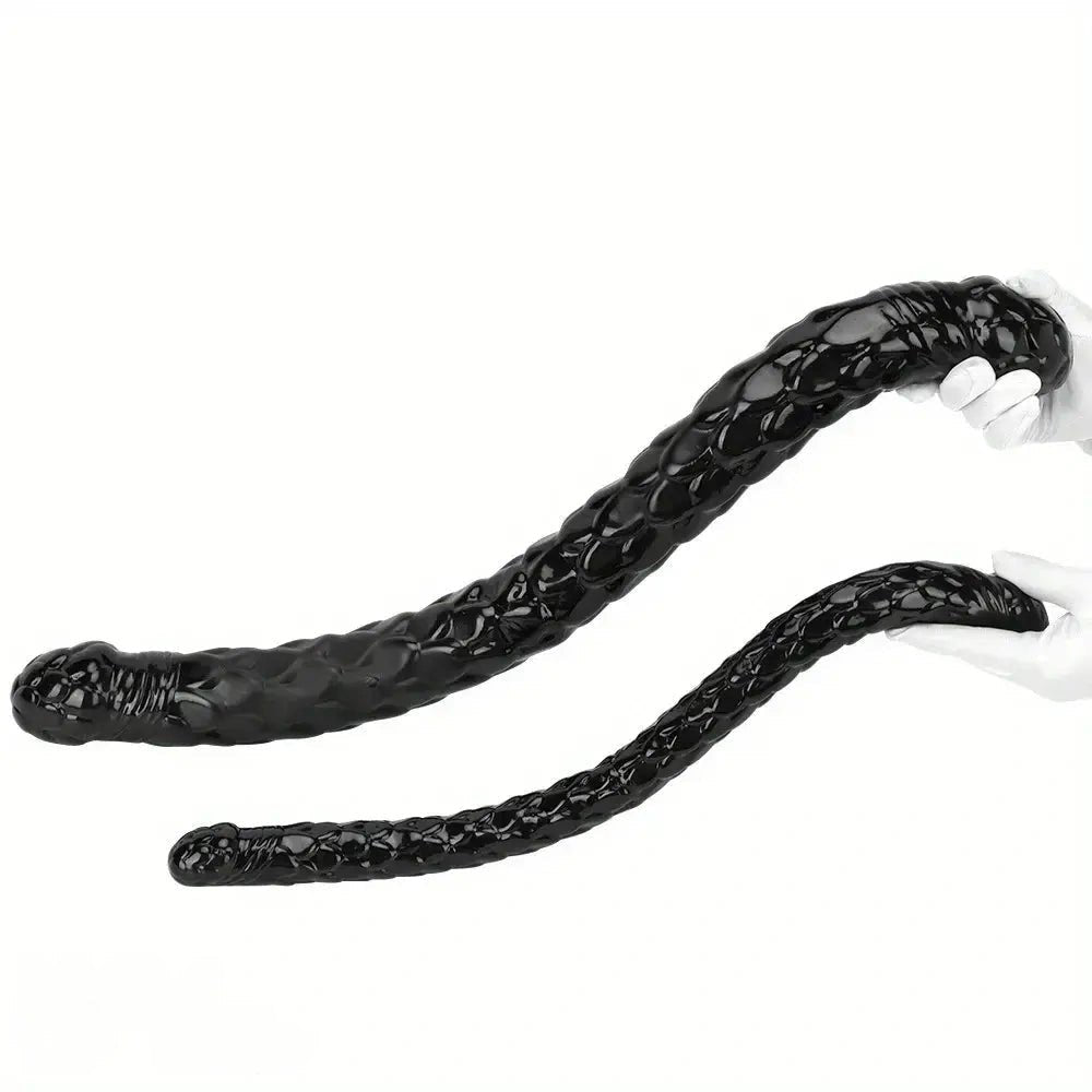 Black fish scale double ended dildo, photo 11