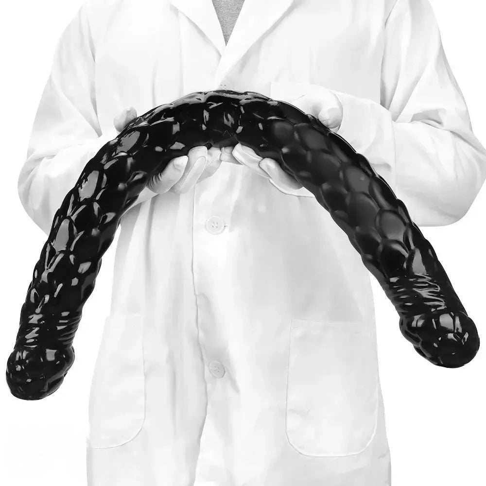 Black fish scale double ended dildo, photo 14