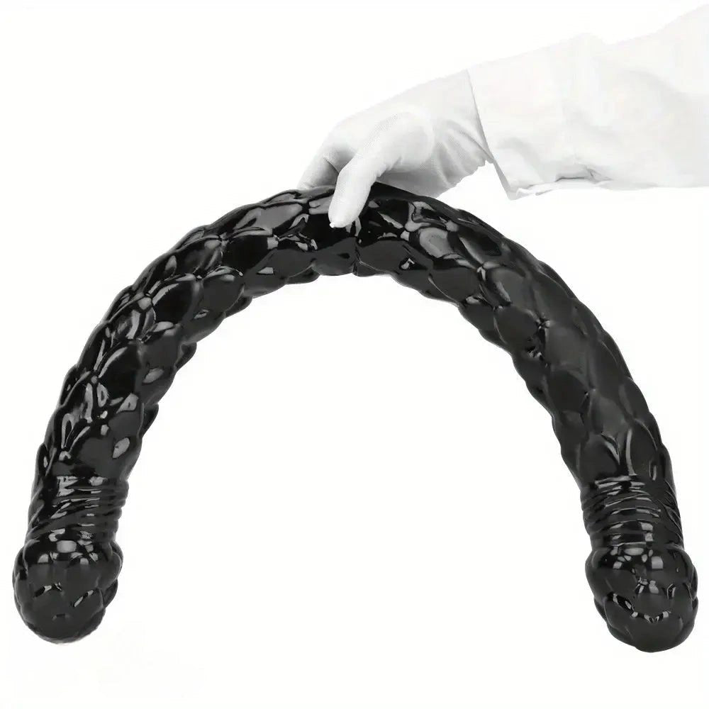 Black fish scale double ended dildo, photo 4