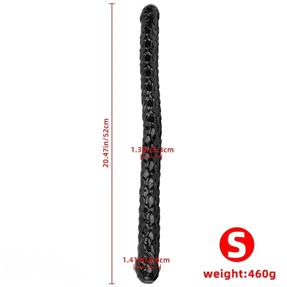 Black fish scale double ended dildo, photo 5