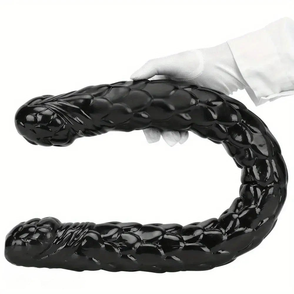 Black fish scale double ended dildo, photo 7