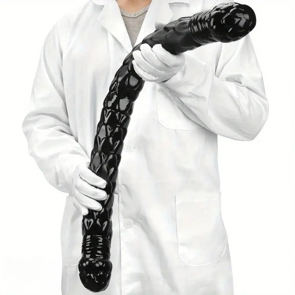 Black fish scale double ended dildo, photo 8
