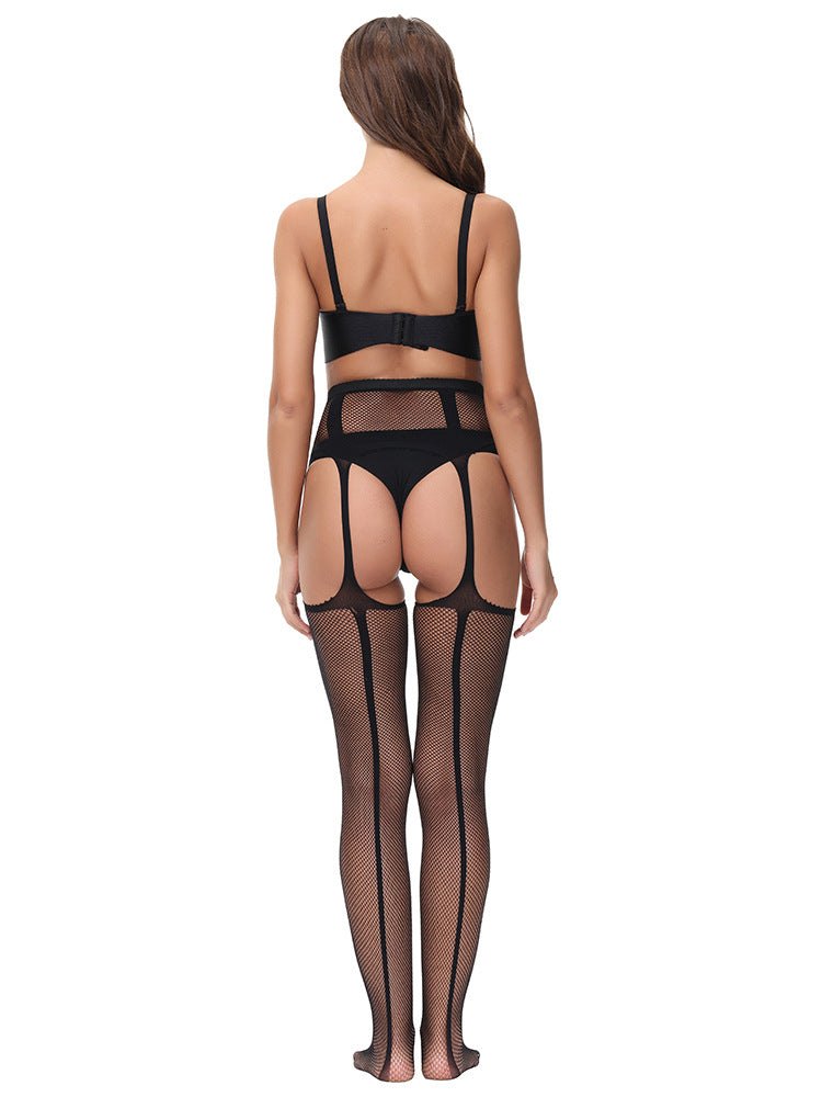 Fishnet garter belt pantyhose stockings set, photo 6