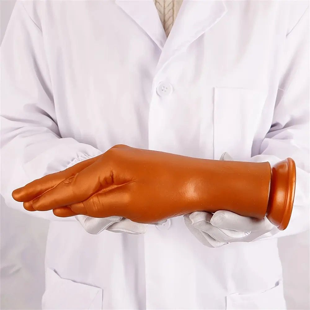 Gold fist-shaped silicone dildo, photo 10