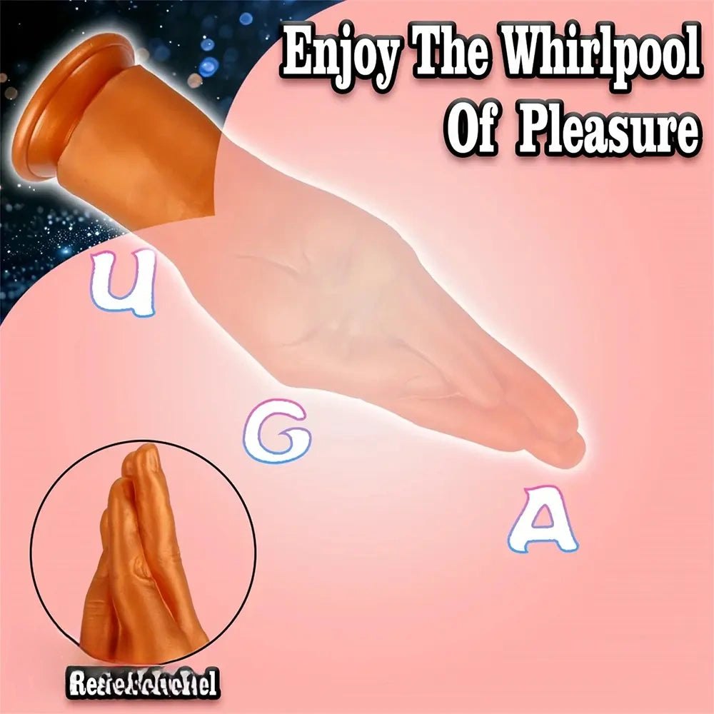 Gold fist-shaped silicone dildo, photo 14