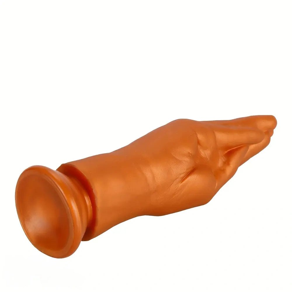 Gold fist-shaped silicone dildo, photo 3