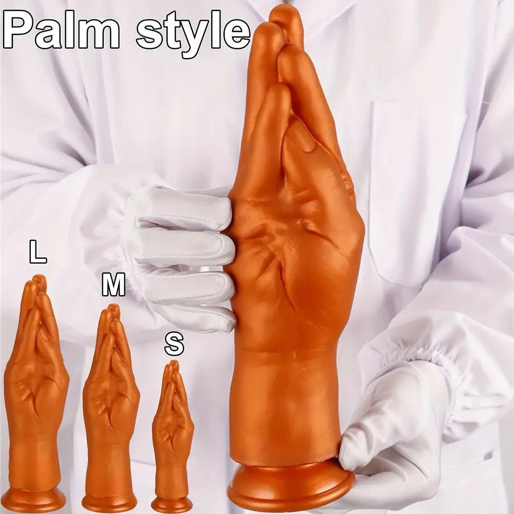 Gold fist-shaped silicone dildo, photo 4