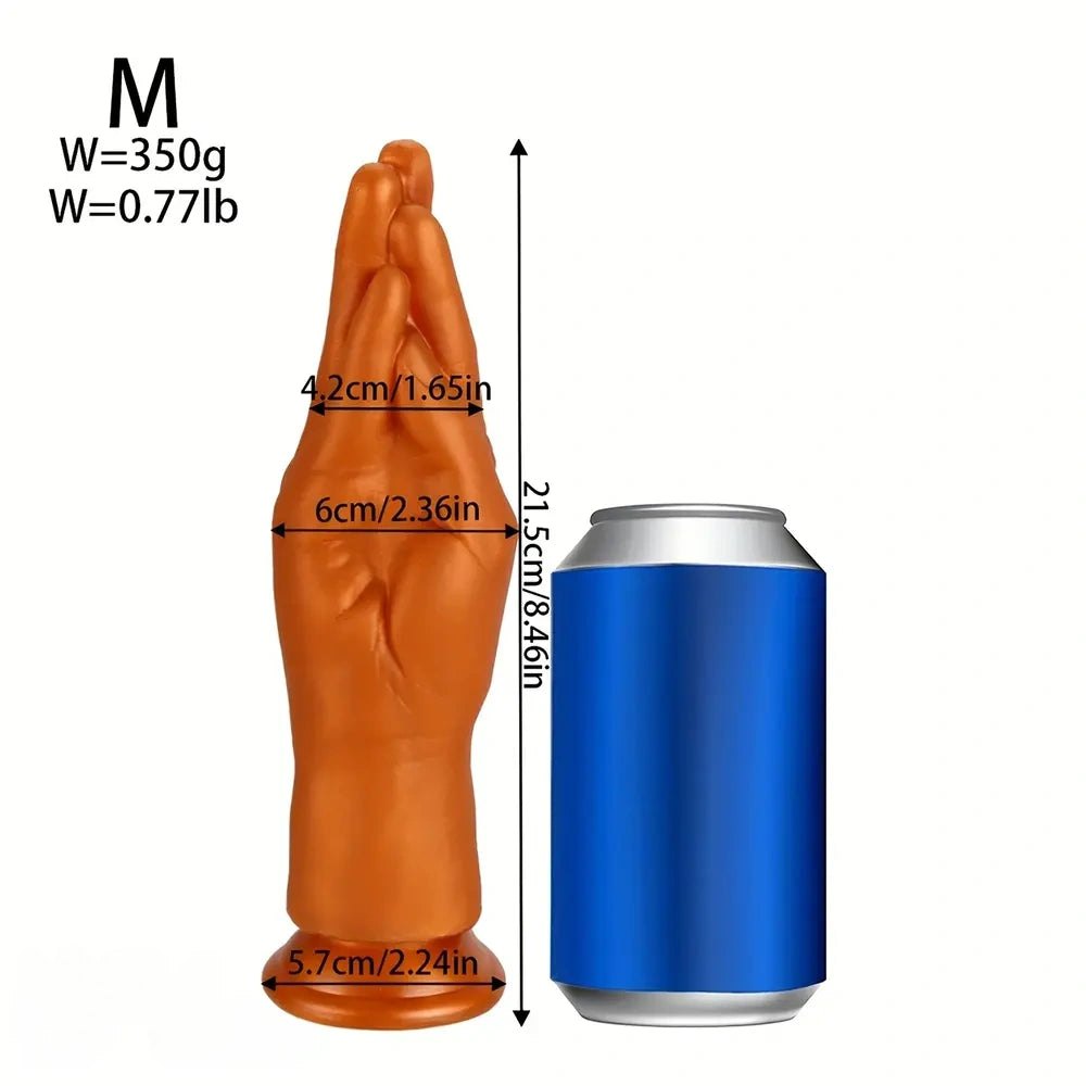 Gold fist-shaped silicone dildo, photo 5