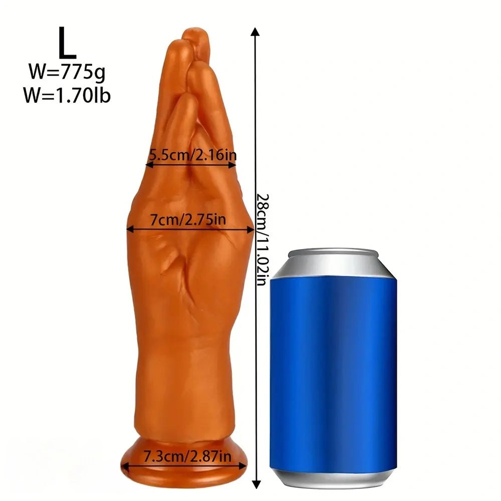 Gold fist-shaped silicone dildo, photo 6