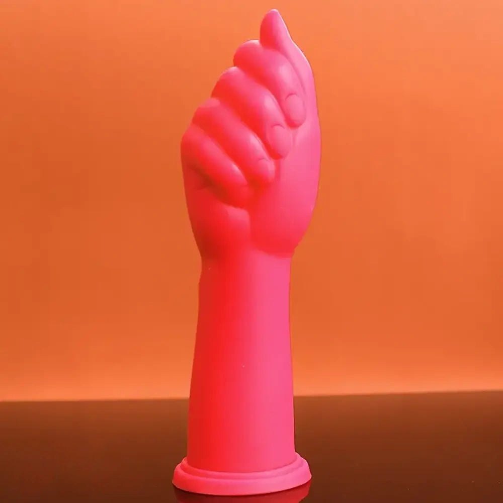 Pink fist hand silicone dildo