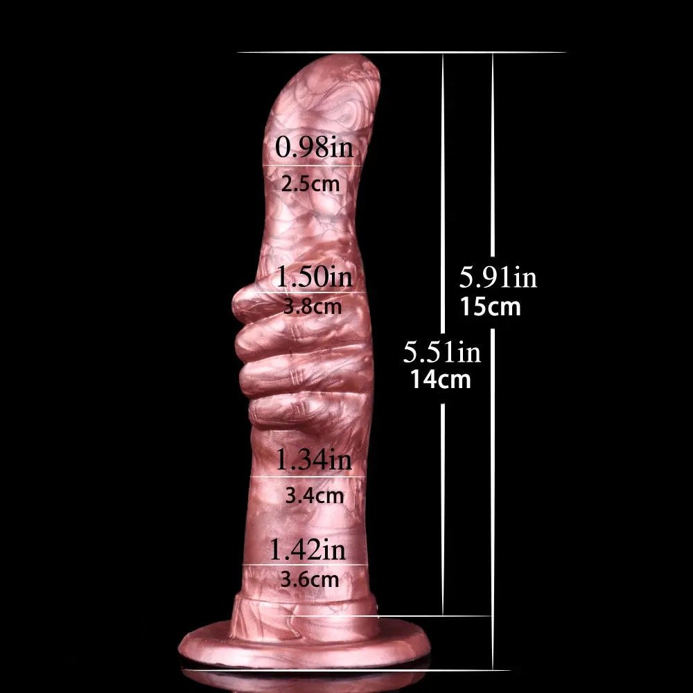 Rose gold fist-shaped fantasy dildo, photo 8
