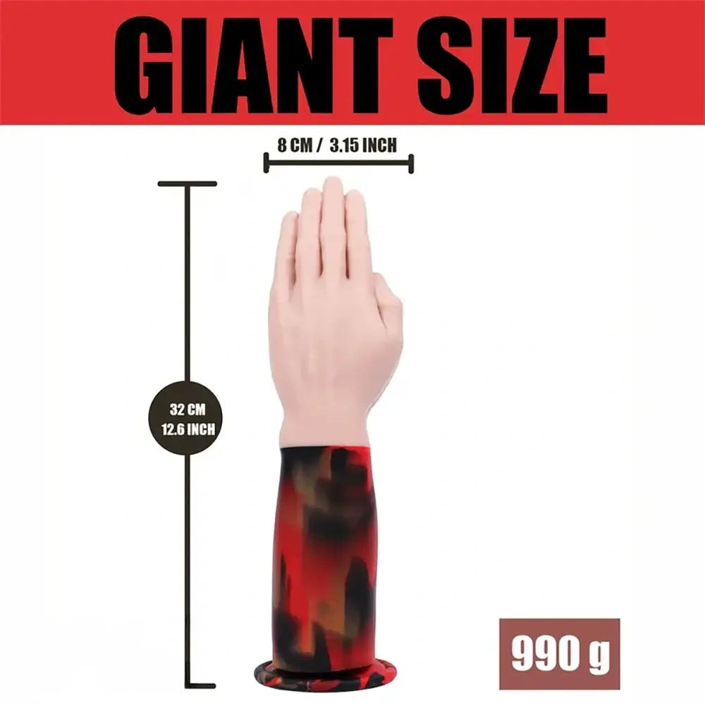 Flesh fist-shaped thick silicone dildo with suction cup base