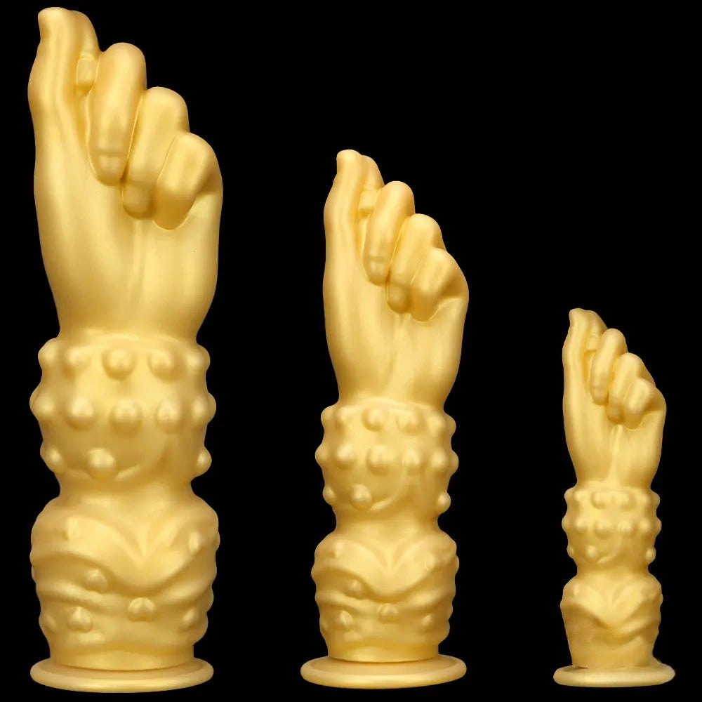 Gold fisting style silicone dildo with forearm base, photo 1
