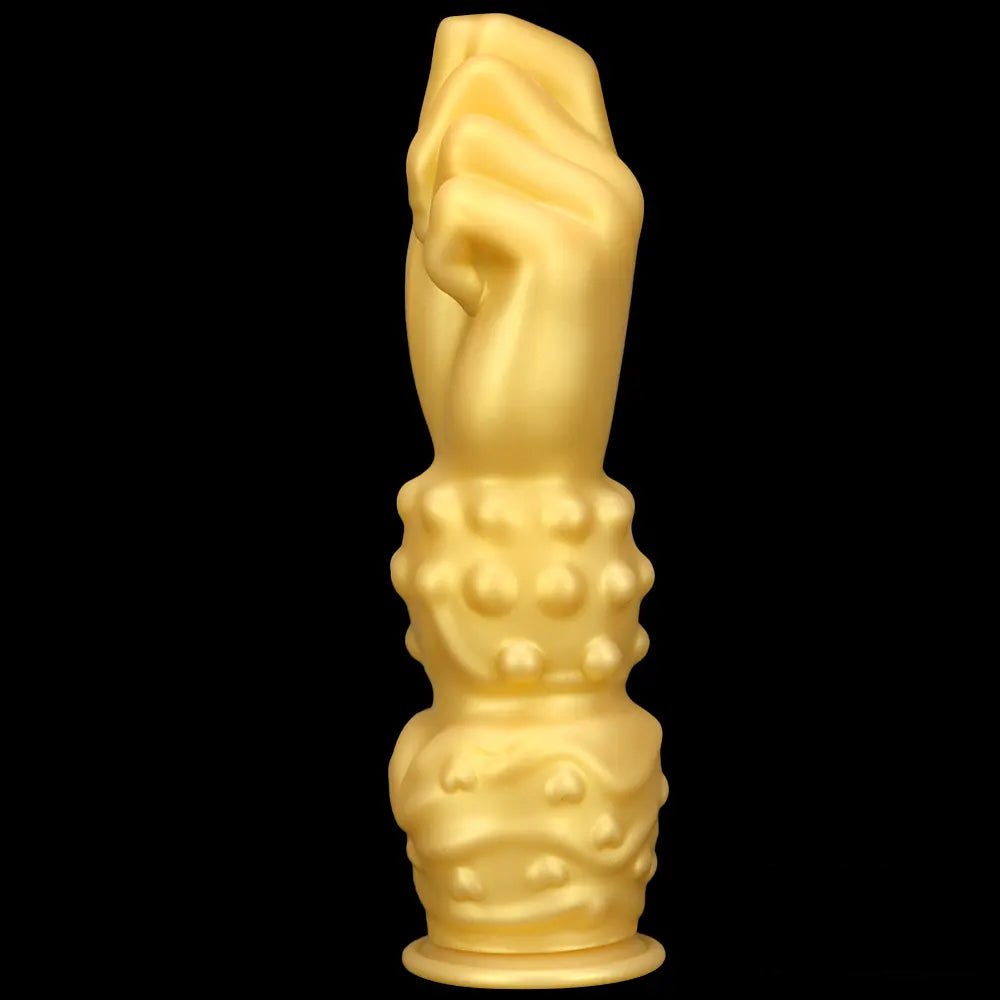 Gold fisting style silicone dildo with forearm base, photo 11