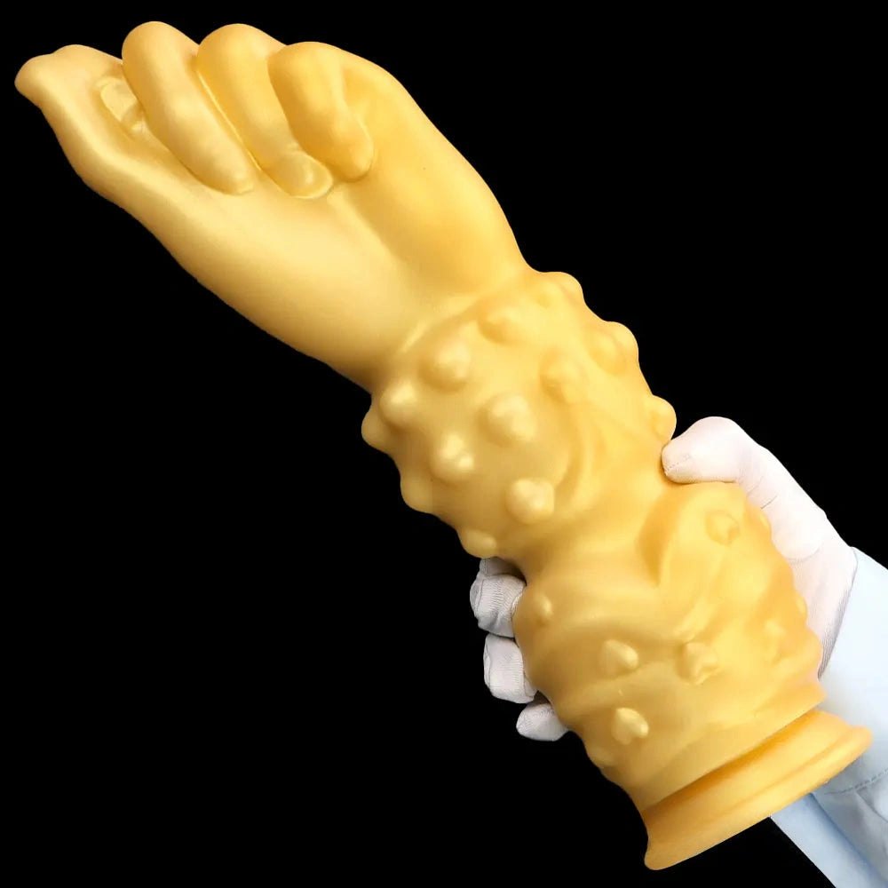 Gold fisting style silicone dildo with forearm base, photo 15