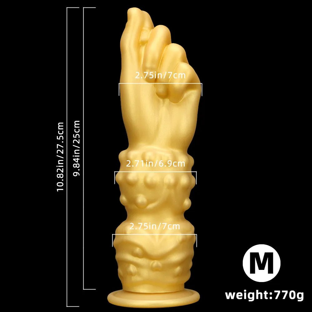 Gold fisting style silicone dildo with forearm base, photo 17
