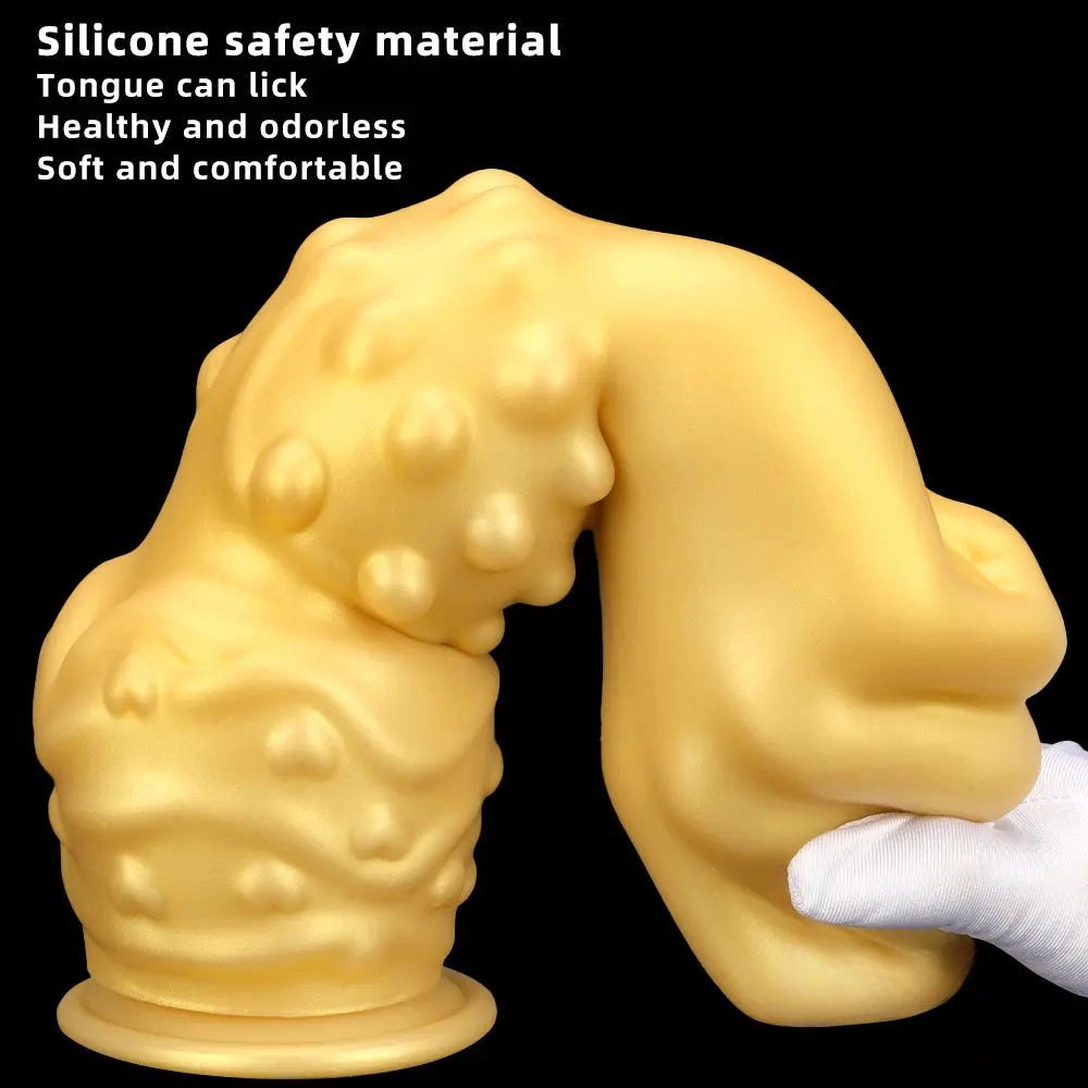 Gold fisting style silicone dildo with forearm base, photo 4