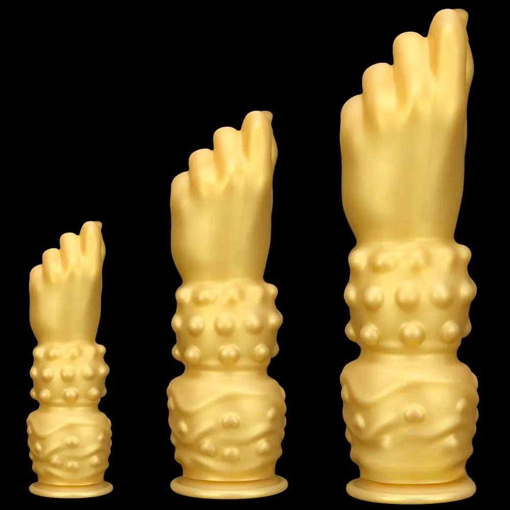 Gold fisting style silicone dildo with forearm base, photo 8
