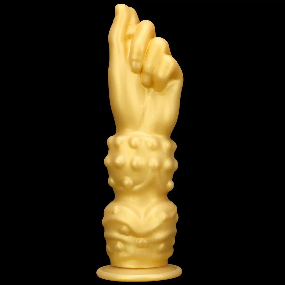 Gold fisting style silicone dildo with forearm base, photo 9