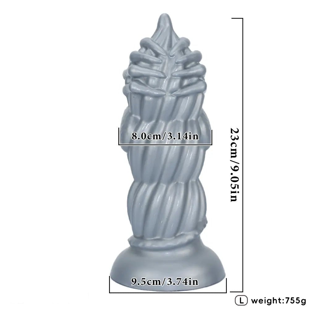 Silver flame textured anal plug trainer set
