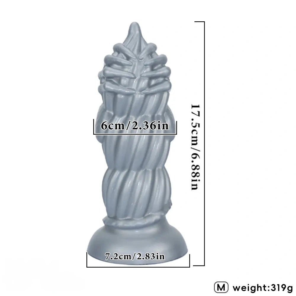 Silver flame textured anal plug trainer set