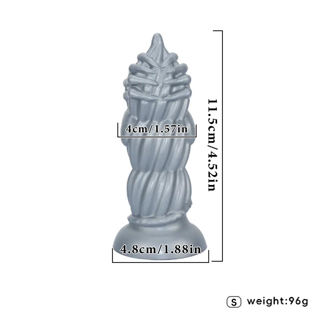 Silver flame textured anal plug trainer set