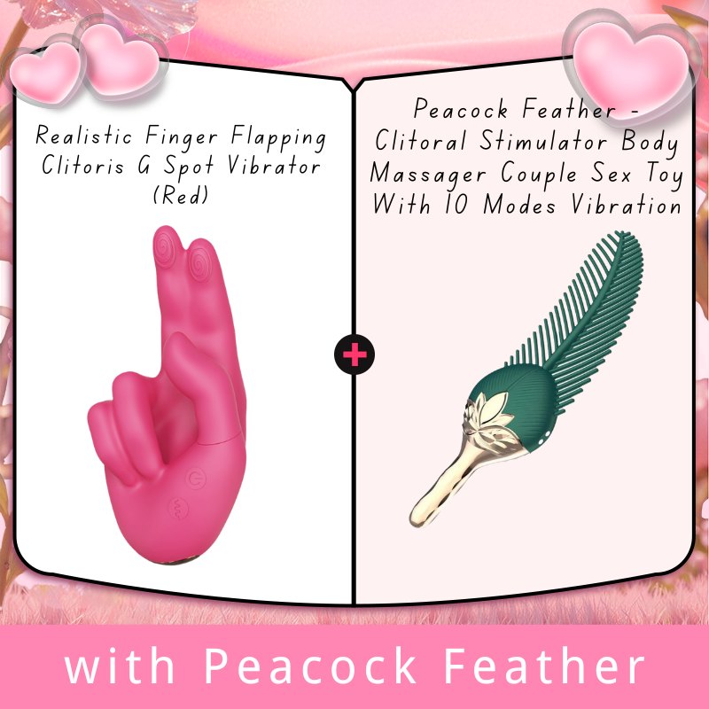 Red hand shaped flapping clitoral g-spot vibrator