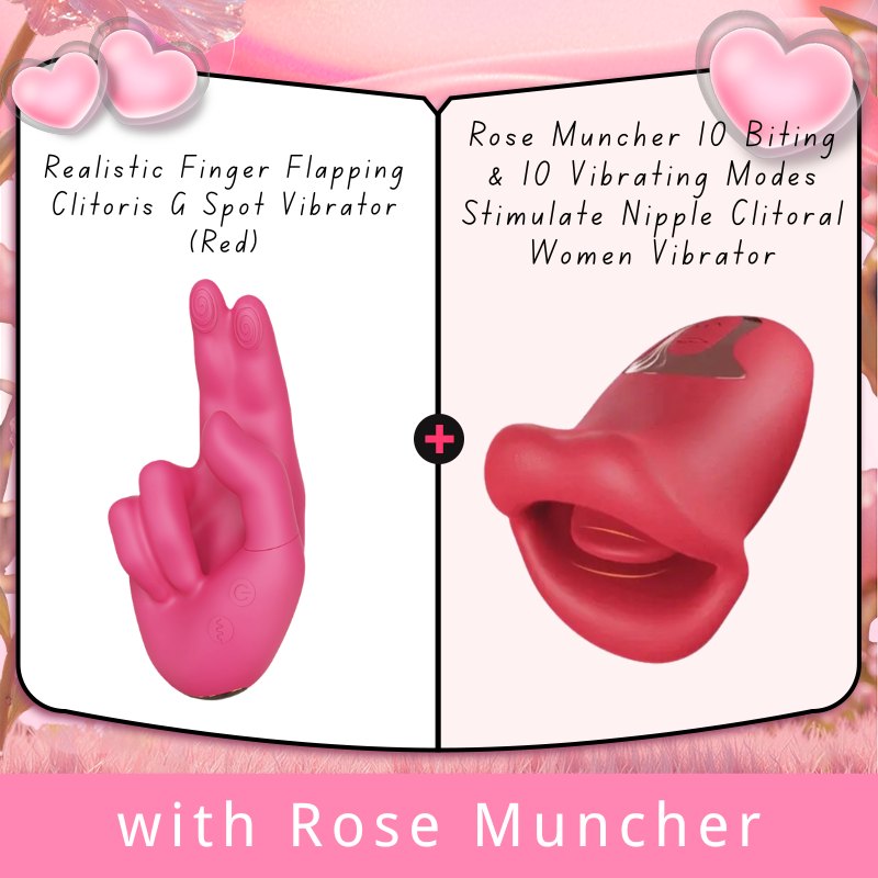 Red hand shaped flapping clitoral g-spot vibrator