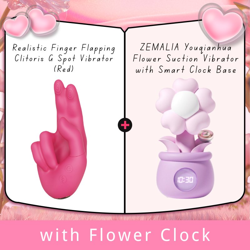 Red hand shaped flapping clitoral g-spot vibrator