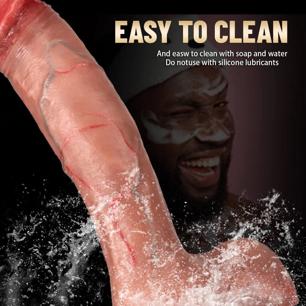 Flesh curved silicone suction cup dildo with veins, photo 13