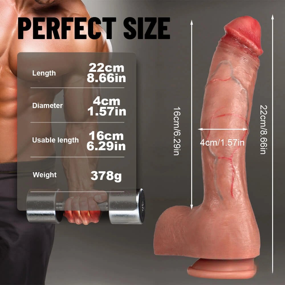 Flesh curved silicone suction cup dildo with veins, photo 8