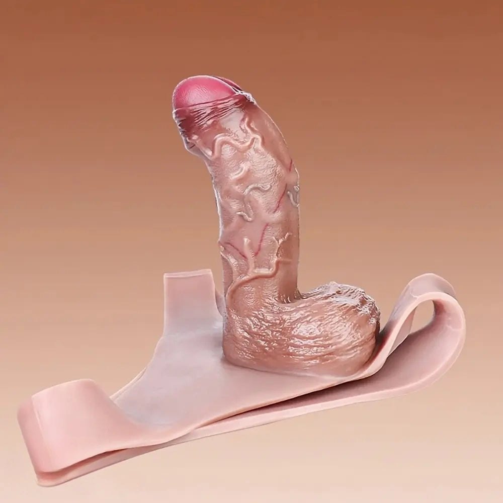 Flesh tone hollow strap-on dildo with harness, photo 1