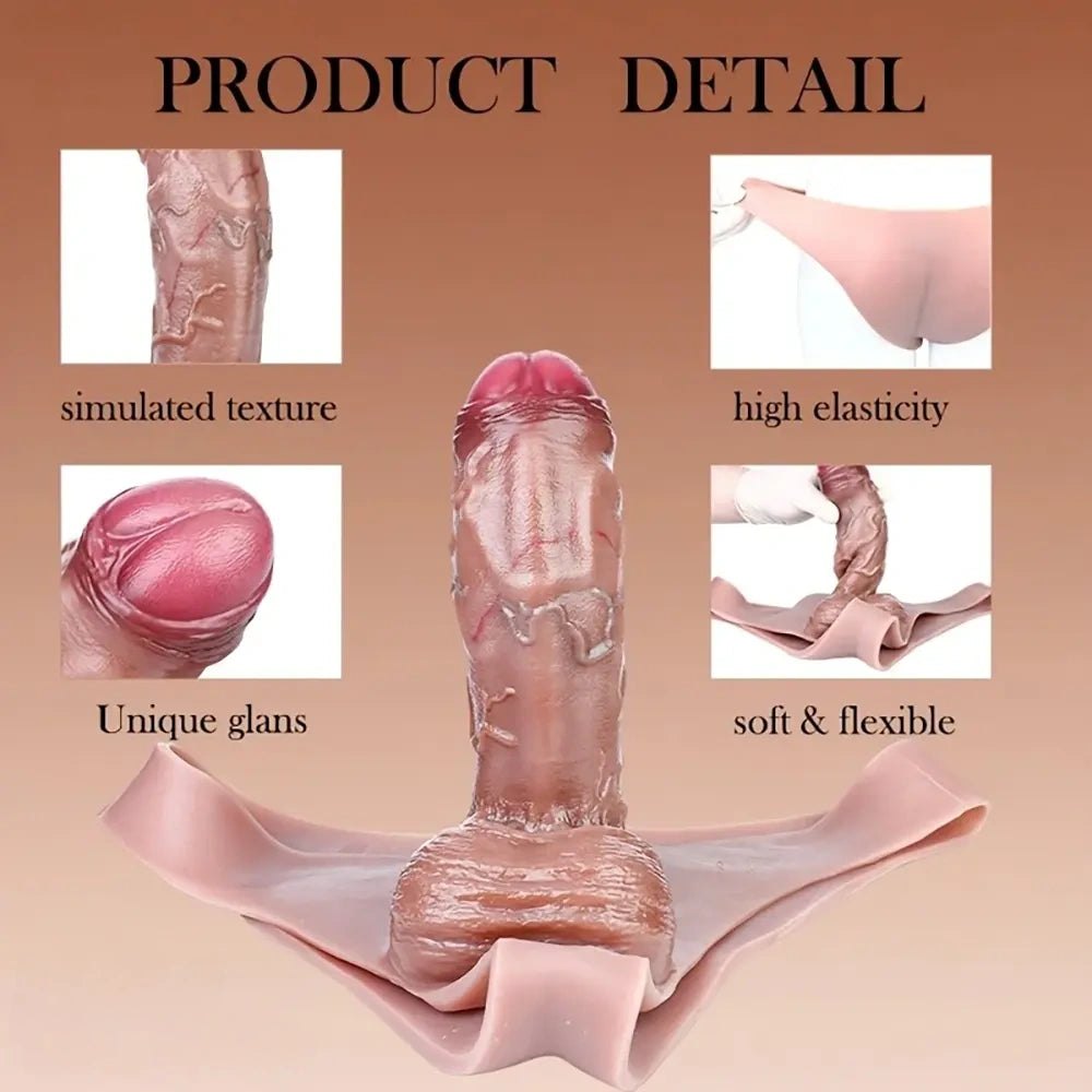 Flesh tone hollow strap-on dildo with harness, photo 5