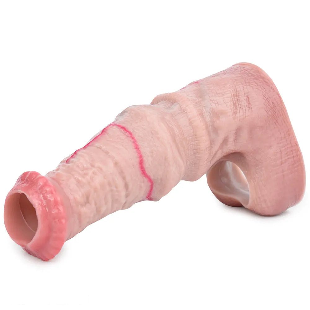 Flesh-tone ribbed horse-style dildo sleeve, photo 13