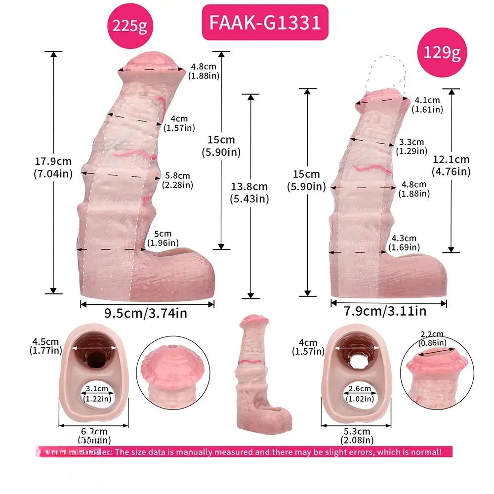 Flesh-tone ribbed horse-style dildo sleeve, photo 6