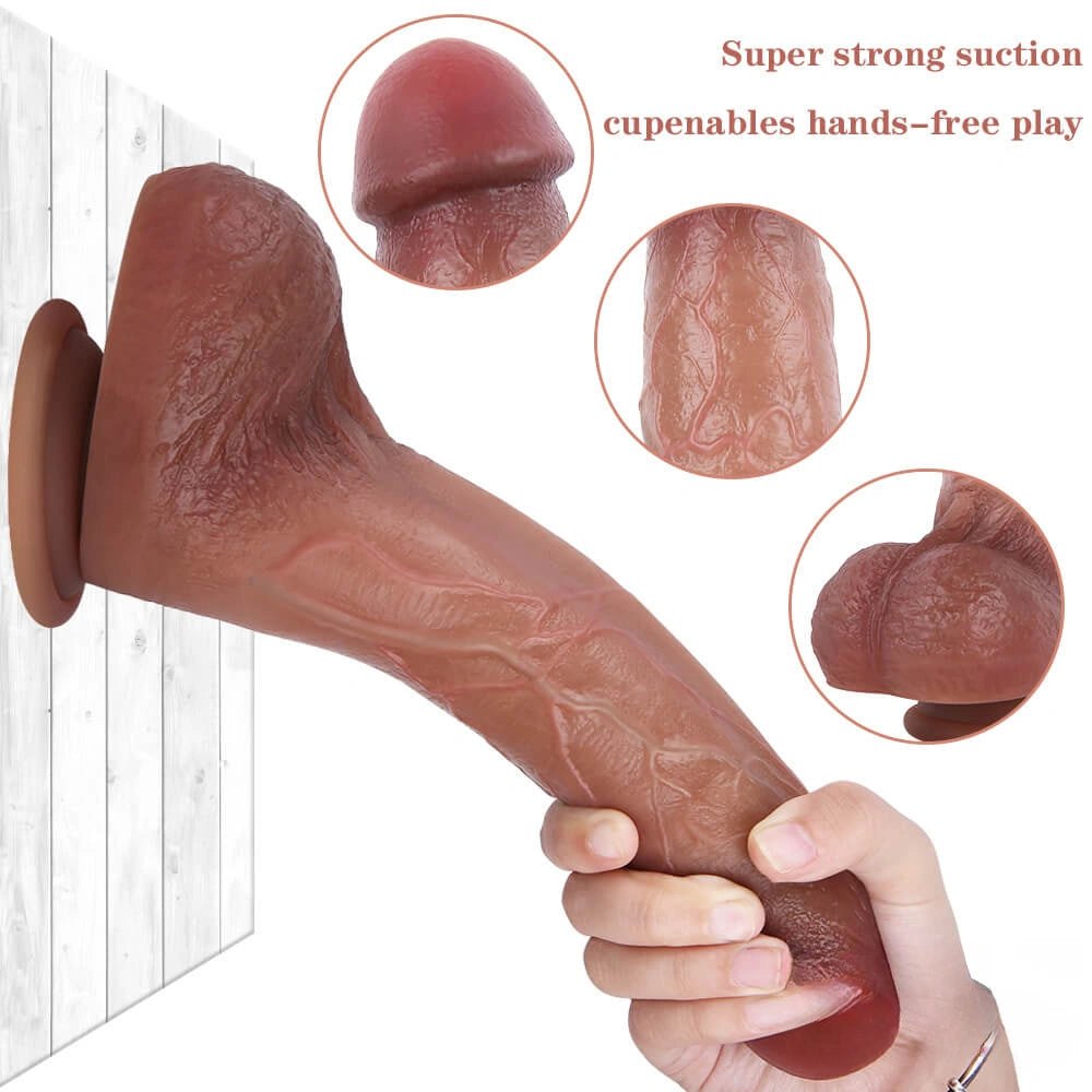 Flesh-tone realistic suction cup dildo with veins, photo 6