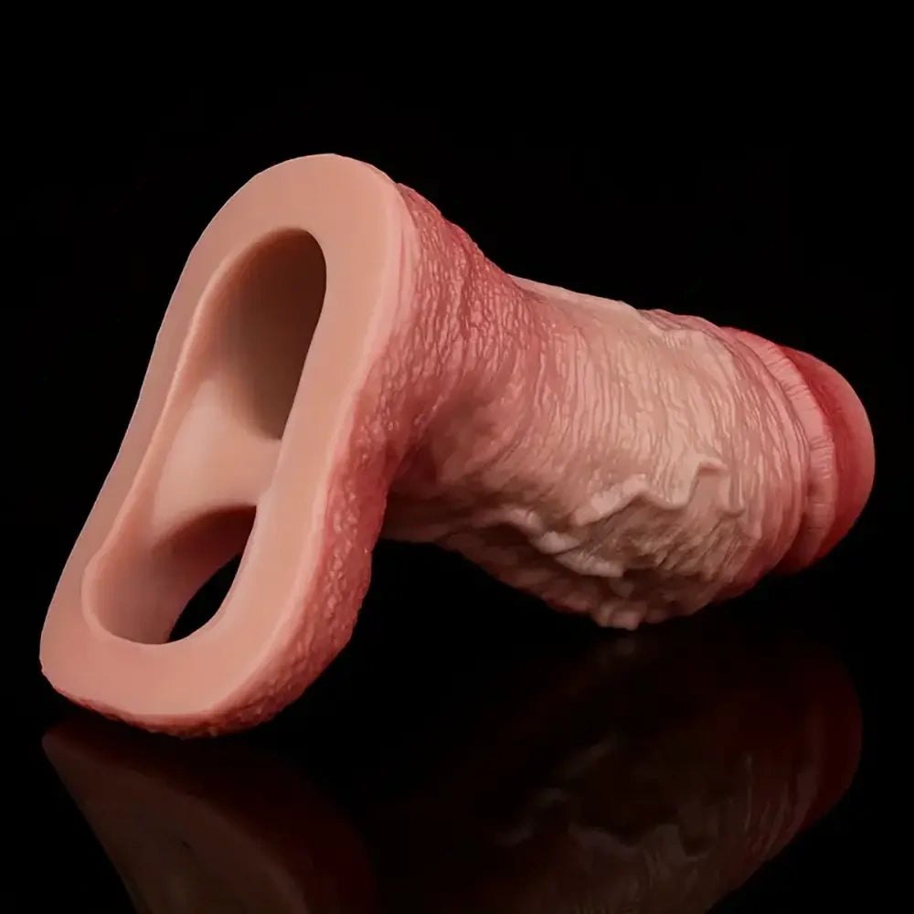Flesh ribbed silicone penis sleeve, photo 13