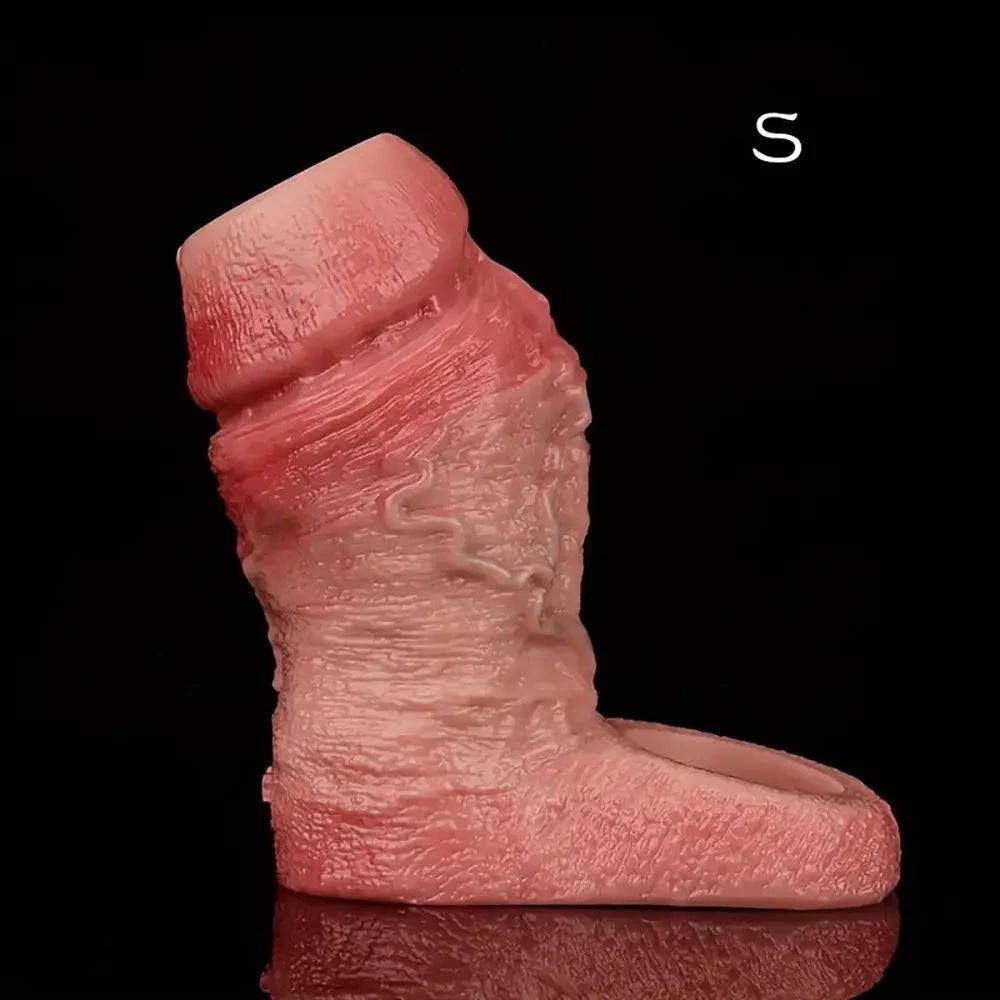 Flesh ribbed silicone penis sleeve, photo 4