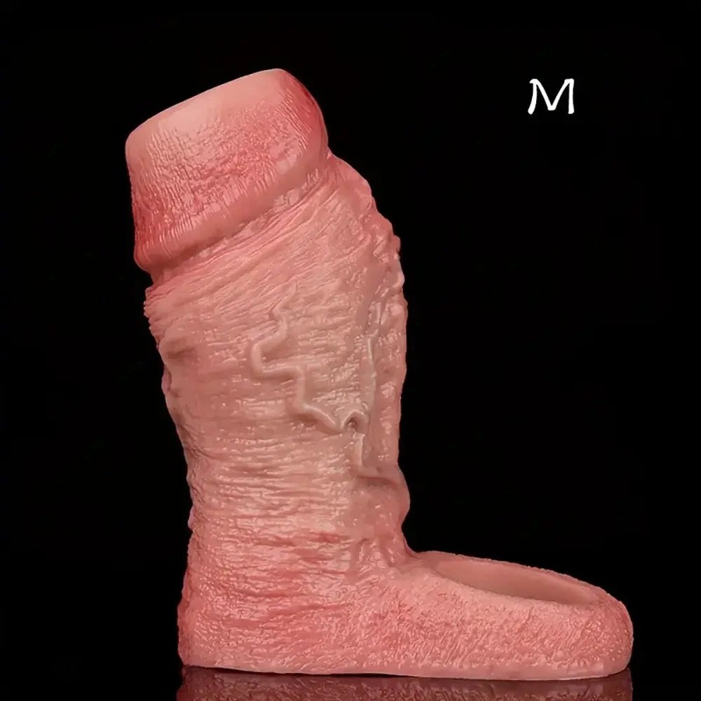 Flesh ribbed silicone penis sleeve, photo 6