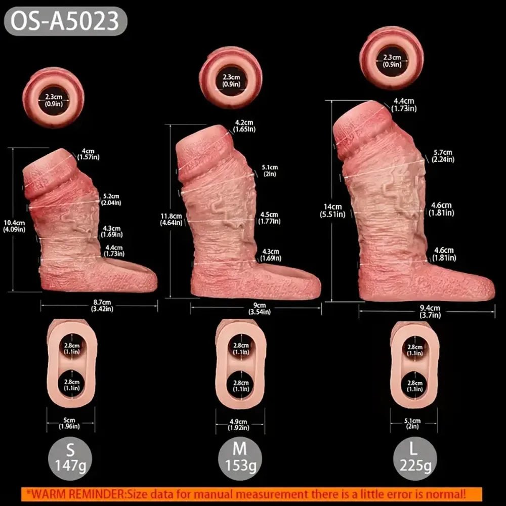 Flesh ribbed silicone penis sleeve, photo 7