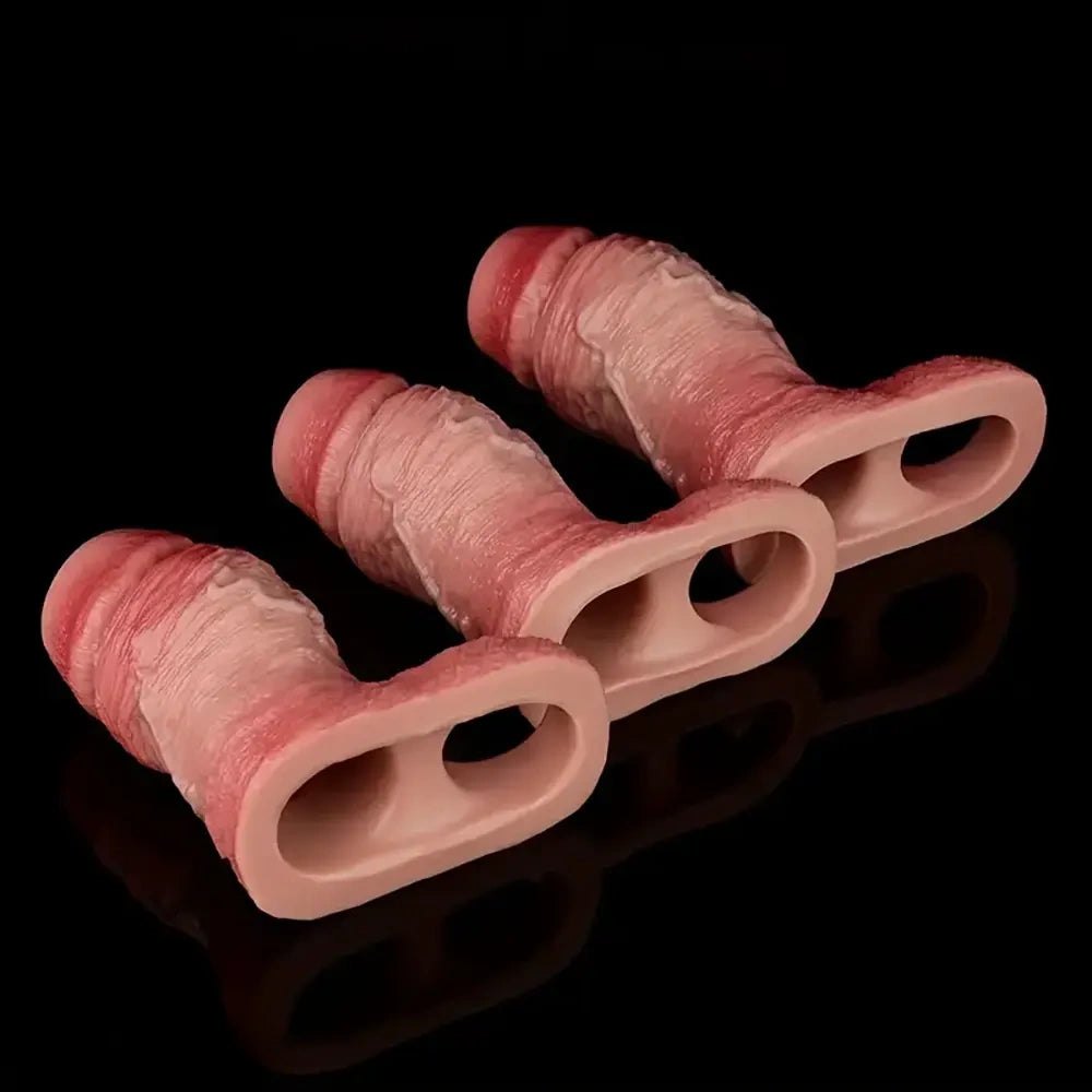 Flesh ribbed silicone penis sleeve, photo 9